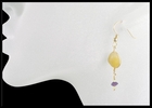 Beach Stone Peridot and Amethyst Drop Earrings