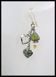 Pyrite and Heart Charm Dangle Earrings