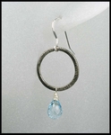 Blue Topaz Oxidized Sterling Silver Circle Earrings Blue Topaz Oxidized Sterling Silver Circle Earrings