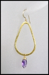 Amethyst Tear Drop Hoop Earrings  in Gold Vermeil