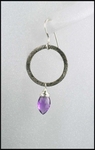 Amethyst Oxidized Sterling Silver Circle Earrings