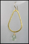 Prasiolite Tear Drop Hoop Earrings  in Gold Vermeil