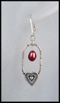 Heart Frame and Red Pearl Earrings Heart Frame and Red Pearl Earrings