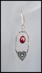 Heart Frame and Red Pearl Earrings