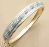 Brilliant 18k Gold over Sterling Silver Emerald /Cubic Zirconia bangle Brilliant 18k Gold over Sterling Silver Emerald /Cubic Zirconia bangle