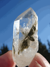 Clear Quartz Crystals with Green Tourmaline Clear Quartz Crystals with Green Tourmaline