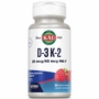 D-3 K-2 ActivMelt Instant Dissolve Tablets, Raspberry, 60 Tablets, KAL Vitamins