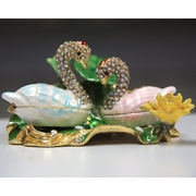 Buy discount Geese on Lotus Leaves Gilt Jewelry Gift Box with Fine Crystals at Giftespot.com!