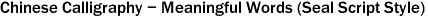 Chinese Calligraphy - Meaningful Words (Seal Script Style)