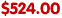 $524.00