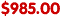 $985.00