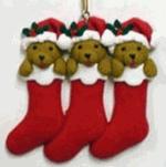 Clay Christmas Stockings and Puppies Ornament Clay Christmas Stockings and Puppies Ornament
