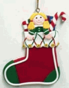 Clay Christmas Stocking With Gift Ornament Clay Christmas Stocking With Gift Ornament