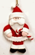 Clay Santa With Candy Cane Christmas Ornament Clay Santa With Candy Cane Christmas Ornament