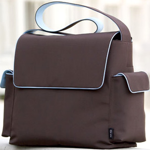 Chocolate with Pale Blue Messenger Diaper Bag