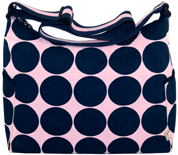 Navy Blue Ink Dot on Pale Pink Hobo Baby Diaper Bag