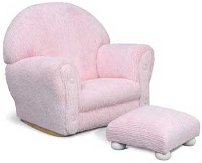 Girls Rocker w/ Ottoman - Pink Chenille
