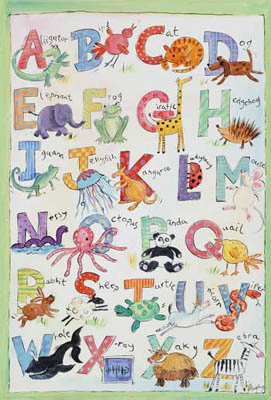 Animal ABC Nursery Giclee Canvas Reproduction Art