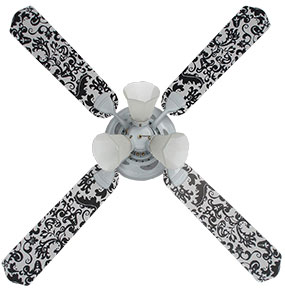 Out of Stock Black & White Damask Ceiling Fan with Lights