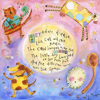 Hey Diddle Diddle Nursery Giclee Canvas Reproduction Art
