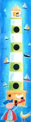 Pirate Kids Growth Chart Giclee Canvas Reproduction Art