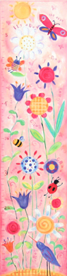 Flower Kids Growth Chart Giclee Canvas Reproduction Art