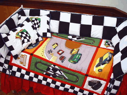 Out of Stock Race Car 6 Piece Crib Bedding Set - Click to enlarge