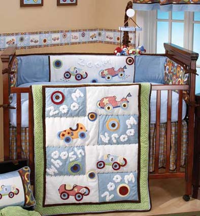 Zoom Zoom 4 Piece Baby Crib Bedding Set by Kimberly Grant Free Shipping