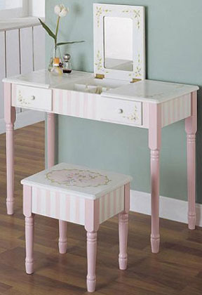 Bouquet Girls Vanity Table and Stool by Teamson Kids - Free Shipping