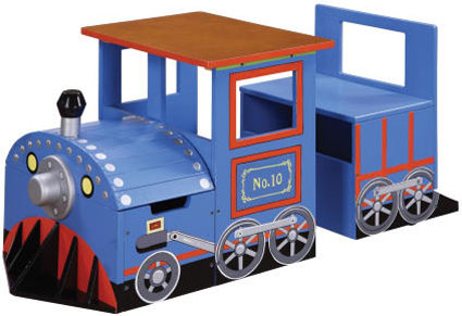 Blue Train Kids Writing Table & Bench Set by Teamson Kids