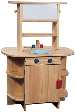 Complete Wooden Kids Play Kitchen Center