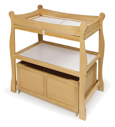 Natural Sleigh Style Changing Table with Lower Storage Bin - Click to enlarge