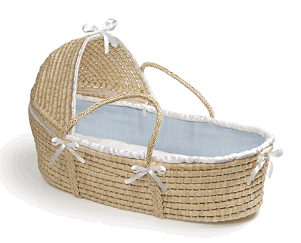 Blue Waffle Moses Basket with Hood - Click to enlarge