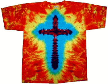 Orange/Yellow Crinkle Christian Cross T-Shirts - Youth - Click to enlarge
