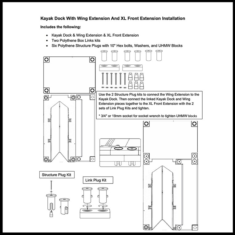 Front extension dock installation illustration