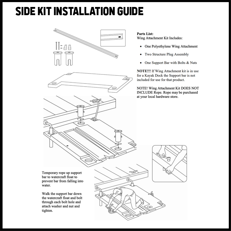 Kayak dock side mounting kit installation guide