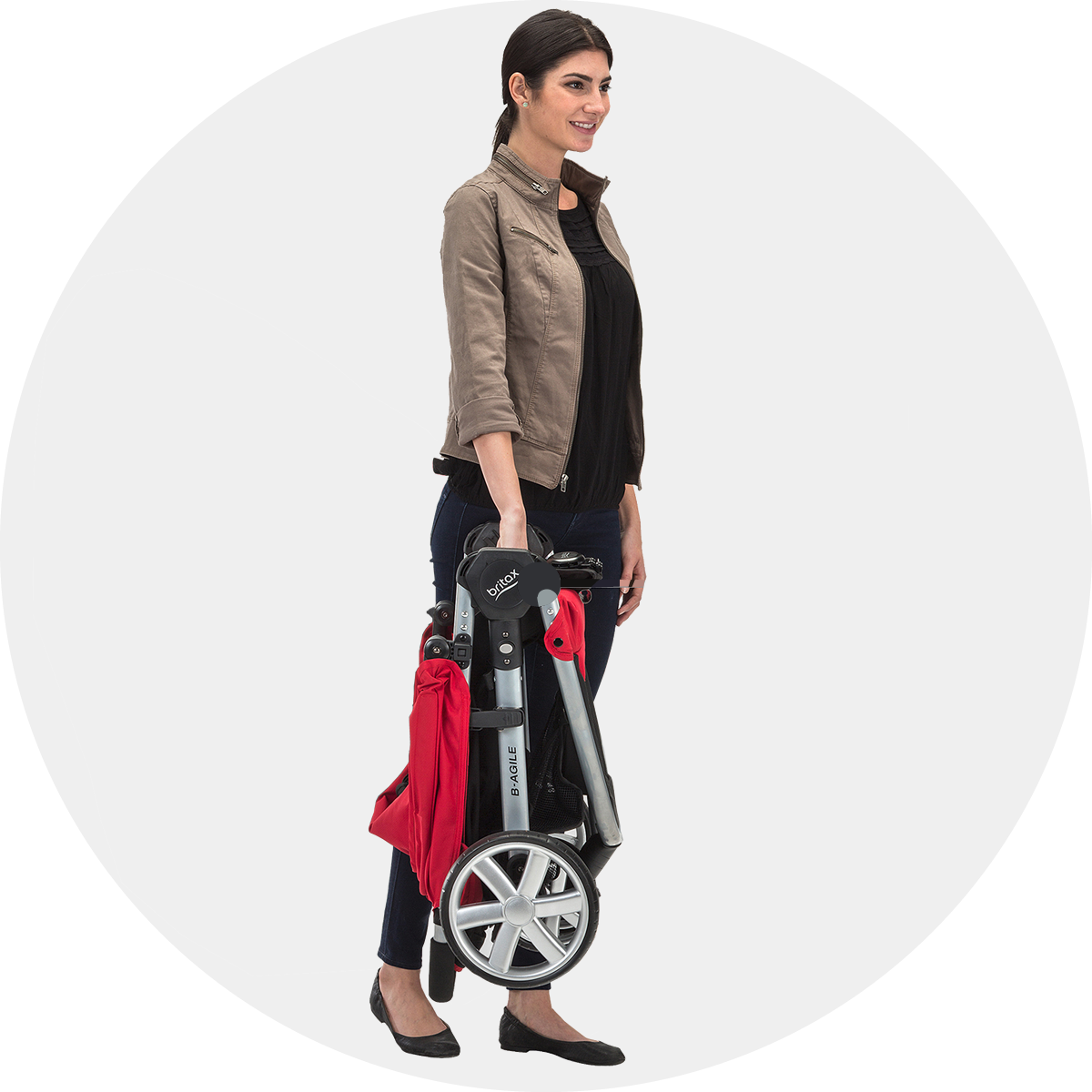The one-hand fold design easily closes the stroller in seconds, and the lightweight aluminum frame makes it easy to carry.