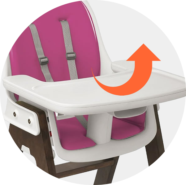 Removable tray allows baby to sit at the table