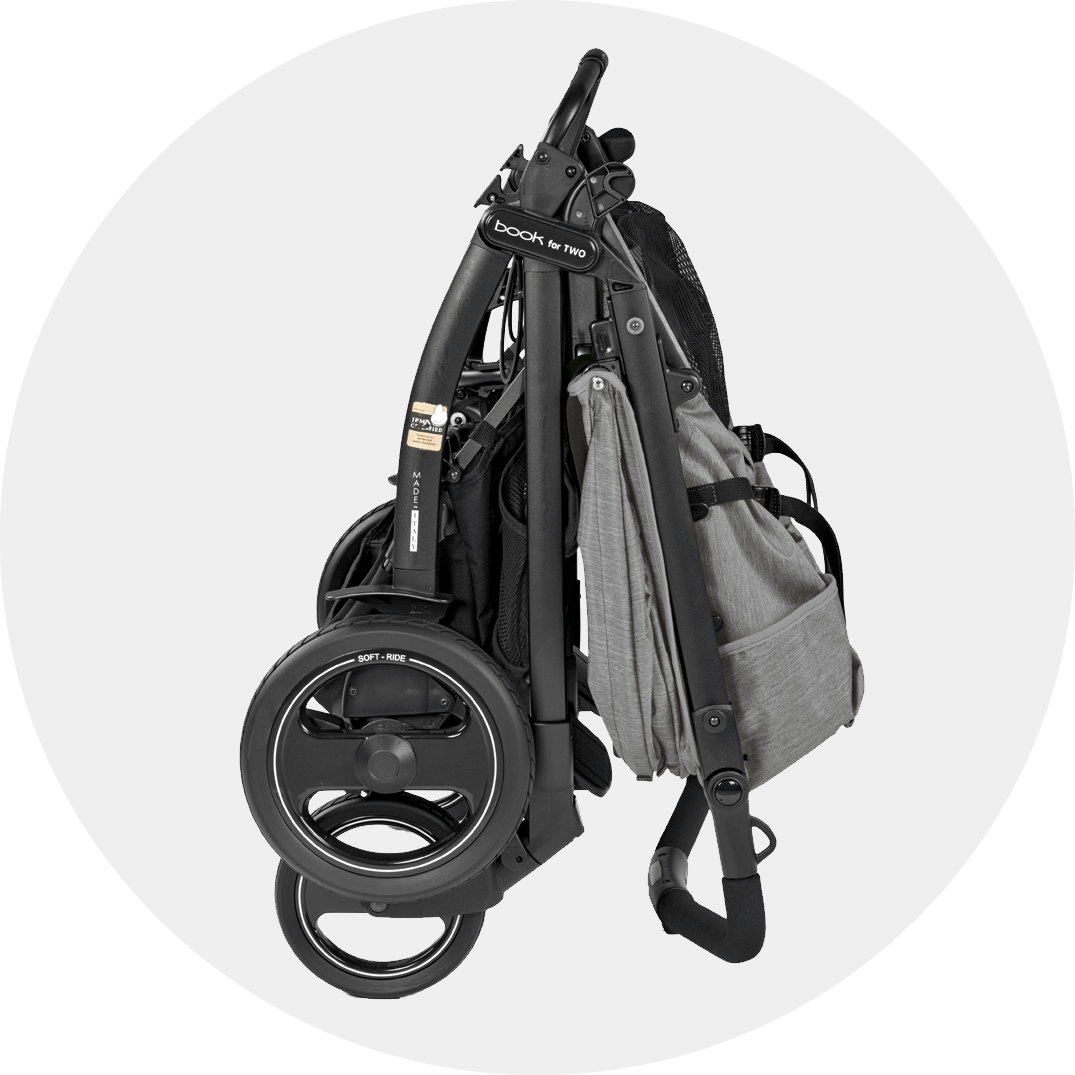Peg Perego Book For Two Side By Side Double Stroller - Onyx -Stroller Promotion Store pegperegobookfortwofeatures fold