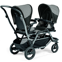Peg Perego Duette Piroet Double Stroller - City Grey -Stroller Promotion Store pegperegoduettepiroet thisitemwill facingforwardrear