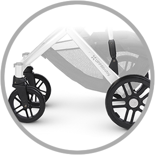 UPPAbaby Vista Stroller - Ella (Jade) 2014 -Graco Store uppababyvistafeature frontrearsuspension