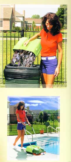 Hoover L1400 SpinSweep Outdoor Sweeper safely and conveniently picks up poolside debris