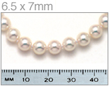 6.5 x 7mm Pearl Necklace Next to Ruler