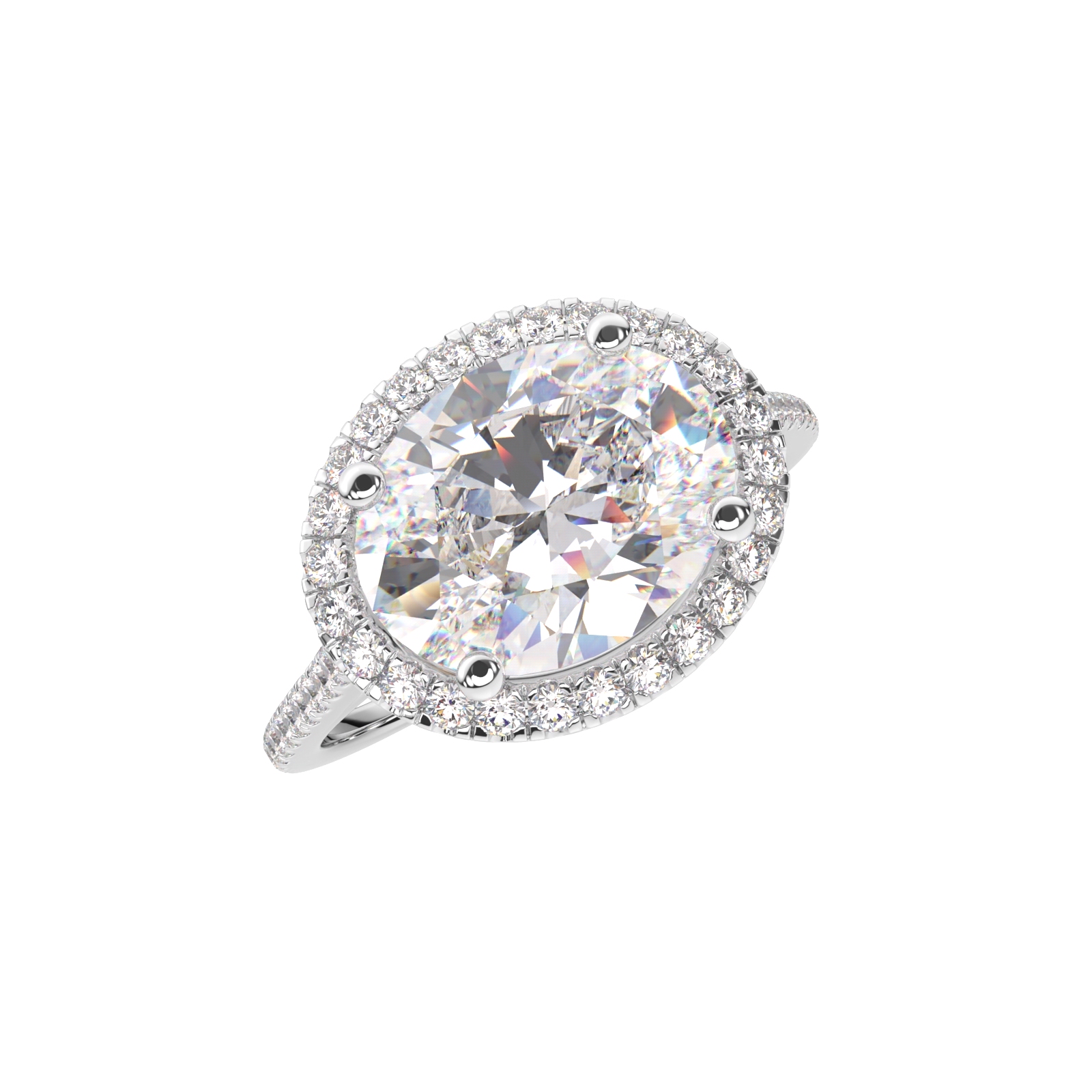 Oval Diamond Engagement Ring Top View