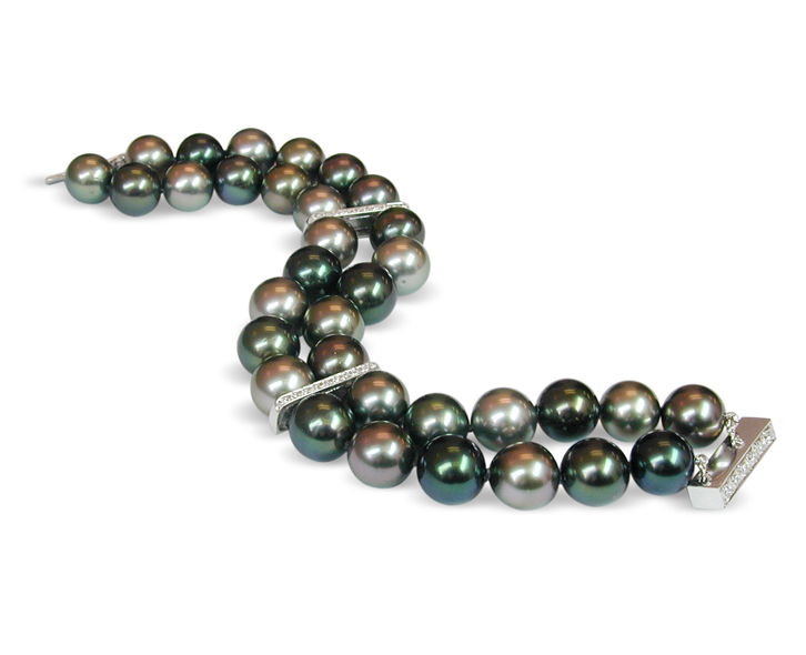 Themis Black Tahitian Double Strand Pearl Bracelet