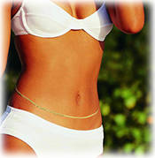 Woman in a bikini wearing the slim ring around her waist