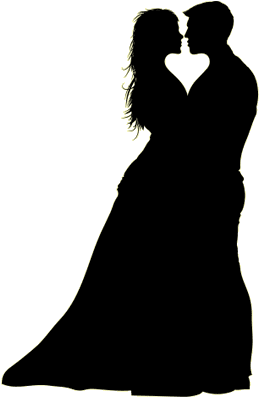 Silhouette of a kissing couple