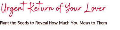 Love Psychic Urgent Return of Your Lover spell