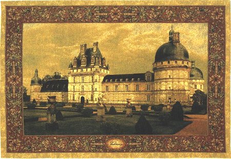 Belgian Large Medieval Tapestry Chateau Valencay Castle Scene, 56in X 80in