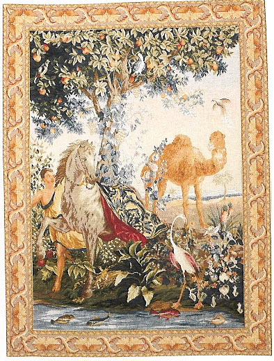 French Horse Tapestry Wall Hanging Cheval Drape, 25in x 32in